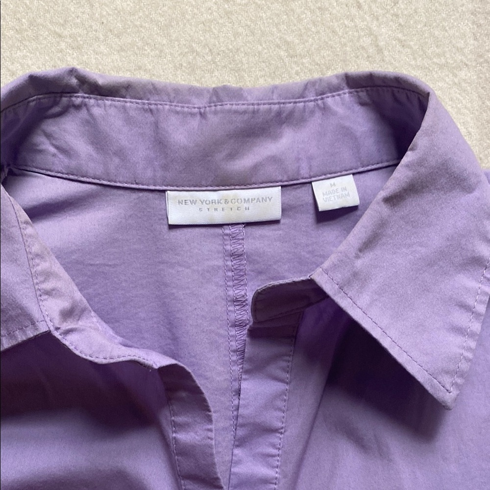 NY&Co Lavender Ruched-Front Long Sleeve Shirt Women's Size Medium - Picture 5 of 13
